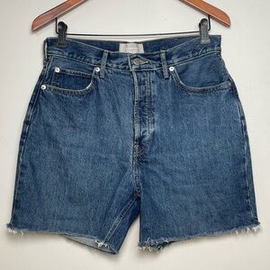 Everlane The Rigid Way High Waist Blue Dark wash Denim Short Button Fly Women 29